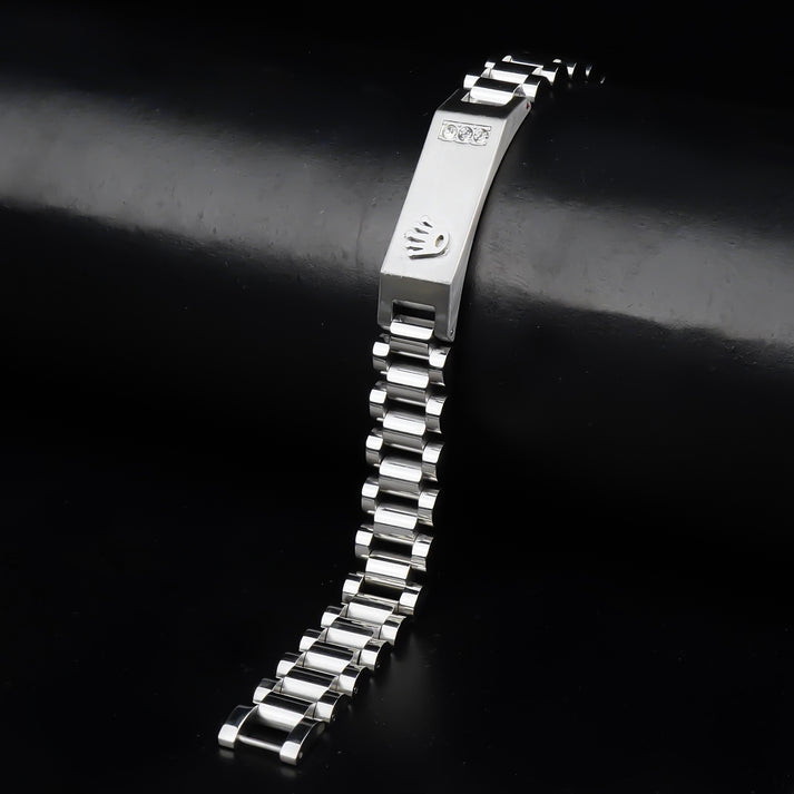 Silver Rolex Crown Chain Bracelet