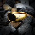 black stone golden rolex ring