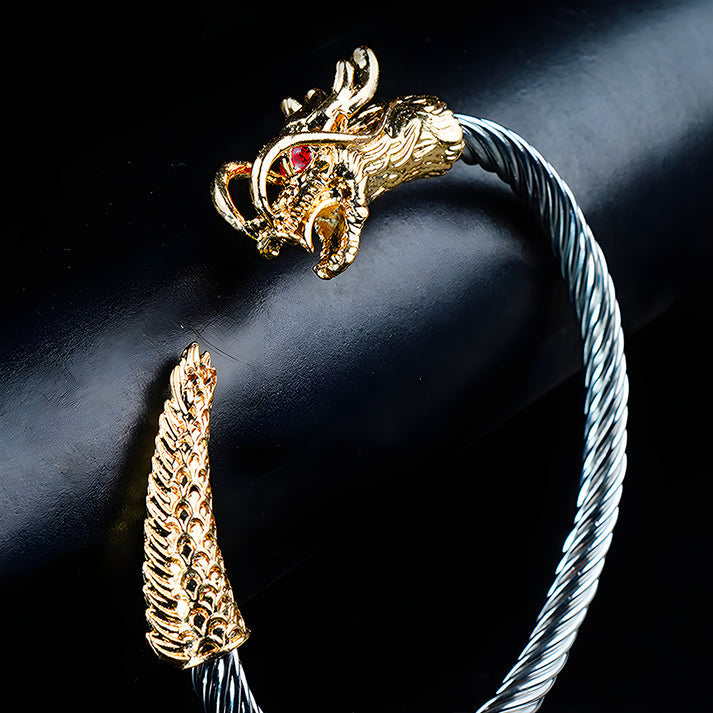 6mm Golden & Silver Metallic Draco Cuff  Bangle
