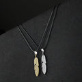 Pair of Golden & Silver Feather pendant with Black rope