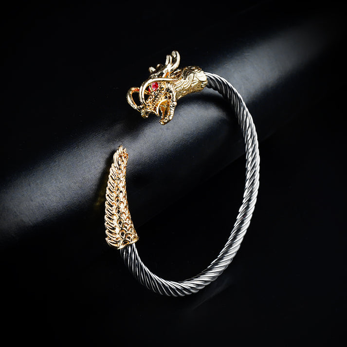 6mm Golden & Silver Metallic Draco Cuff  Bangle