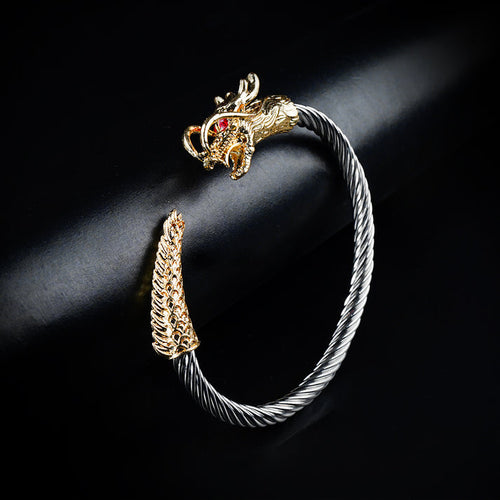 6mm Golden & Silver Metallic Draco Cuff  Bangle