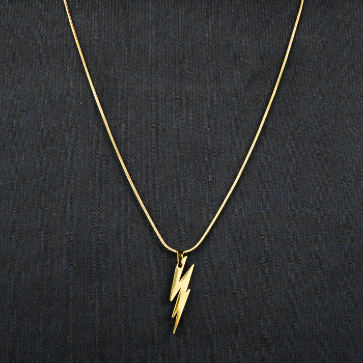 Lightning pendant with golden Roundcut chain